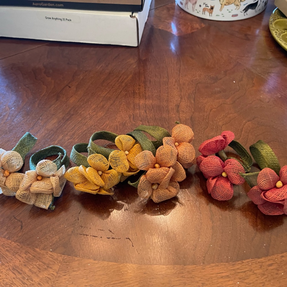 Floral Fabric Collectible Napkin Rings Hecho In Mexico 🇲🇽